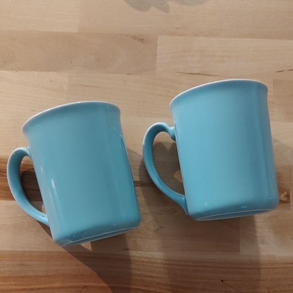 Vintage MCM Corning Aqua Ceramic Mugs Set of Two - Picture 1 of 6